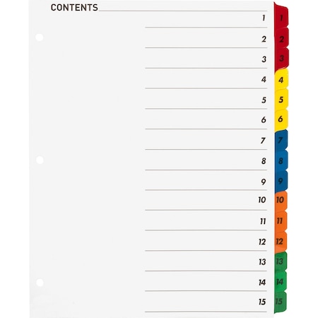 BUSINESS SOURCE Table of Content Quick Index Dividers Printed Tab(s), PK15 21904